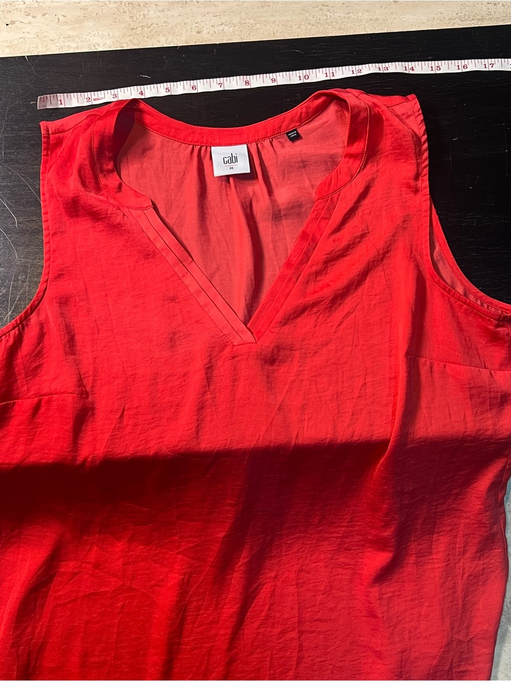 CAbi Bright Red V-Neck Sleeveless Top